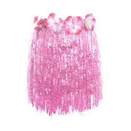 Pink Hawaiian Hula Skirt Fancy Dress Costume Accessory Pink 40CM Short Hula Skirt - Hawaii Grass Skirt Luau Hawaiian Skirt - Pack of 1
