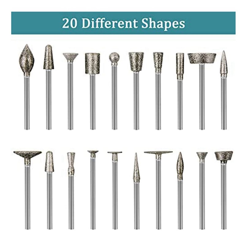 Stone Carving Set Diamond Burr Bits,60PCS Polishing Kits Rotary Tools