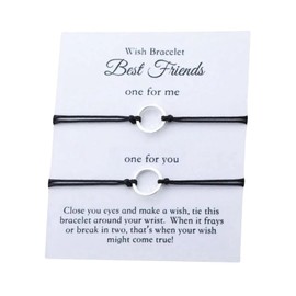 Best Friends Circle Wish Bracelets Set for 2 (Black Cord) Miss Fit Boutique