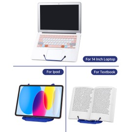Honagu Adjustable Metal Book Holder, Document Holder, Sturdy Typing Stand for Cookbooks, Textbooks, Tablets, Music Books (Blue)