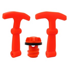 Cooler Drain Plugs Lid T Latch Straps Handles Replacement For RTIC YETI Coolers,Smellless and Eco-Friendly Silicon (2 Pack Orange Straps + 1 Pack Drain Plug)