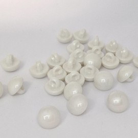 MajorCrafts 24pcs 11mm High-Grade Acrylic Small Round Mushroom Shank Sewing Buttons (White)