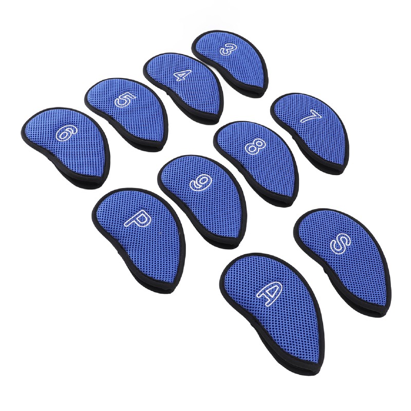 10pcs Golf Club Head Cover Breathable Nylon Mesh Soft Lining