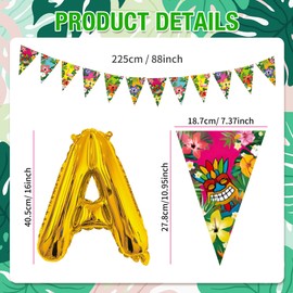OPUHOHR Hawaii Party Deka Balloons Set, Tropical Pool Banner, Aloha Hawaii Tropical Balloons for Tropical Summer Beach Party Decoration