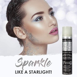 Jerome Russell Temporary Hair and Body Glitter Color Spray, Travel Spray, Lightweight, Adds Sparkly Shimmery Glow, Perfect to use On Hair, Skin, or Clothing, 2.2 oz - Silver x 3 Pack
