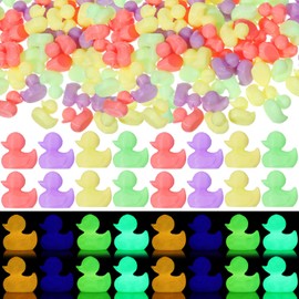 Honoson 100pcs 3D Printed Animals Luminous Mini Ducks 0.59 in Tiny Duck Bulk Glow in the Dark Friendly Material for Hide and Seek Dollhouse Decor Micro Garden Home Landscape Aquarium Craft Party Gifts