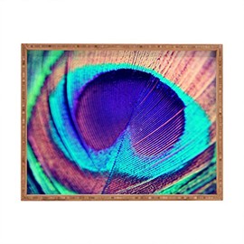 Deny Designs Shannon Clark Pretty Peacock Indoor/Outdoor Rectangular Tray, 14 x 18