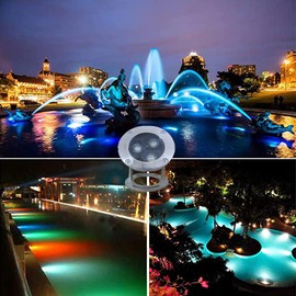 LED Pond Light ,led lights with Remote Control, 5W SS304 Stainless Steel RGB Underwater Fountain Light with 12V Transformer, IP68 Waterproof Outdoor Submersible Landscape Lights for Waterfall Pond