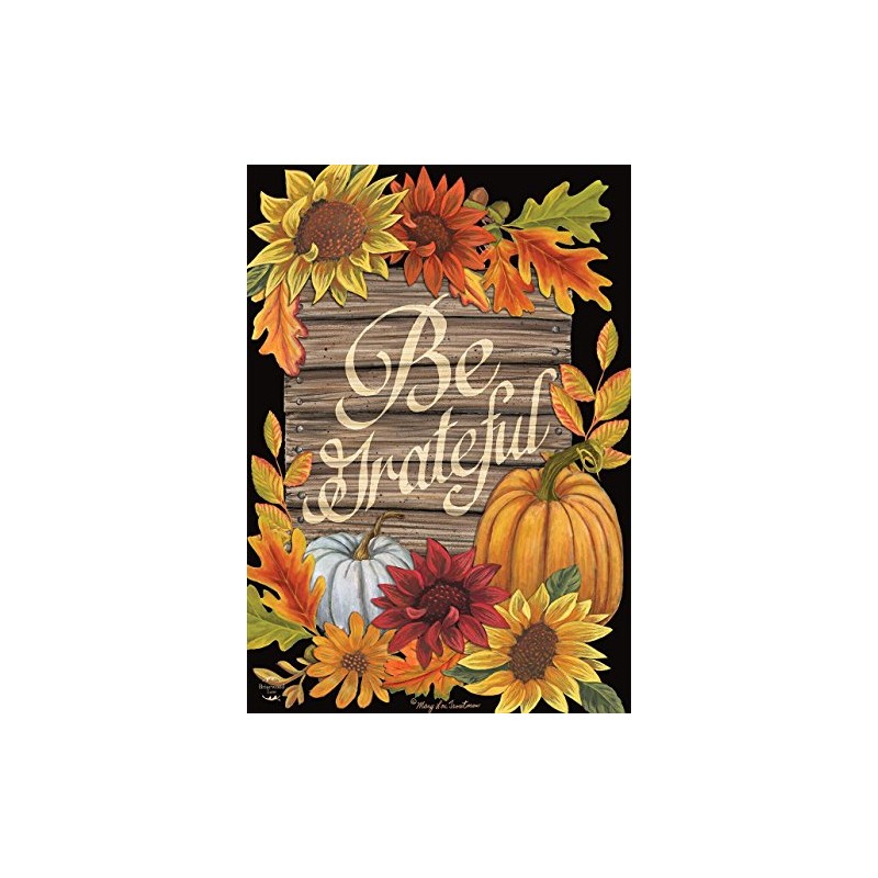 Be Grateful Fall Garden Flag Thanksgiving Floral Autumn 12.5" x