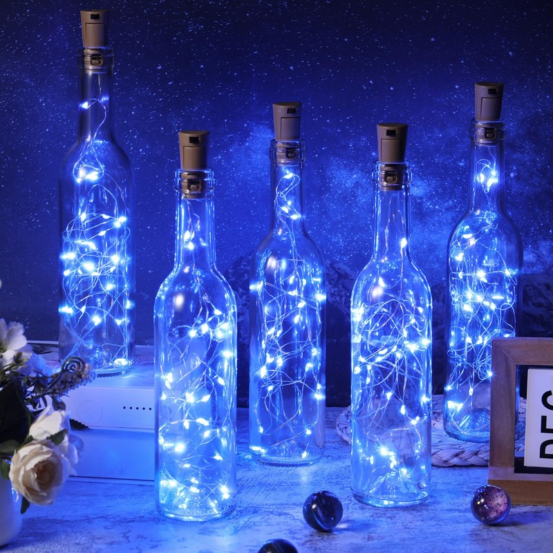 Rtteri 24 Pcs Wine Bottle Lights with Cork, Empty Wine
