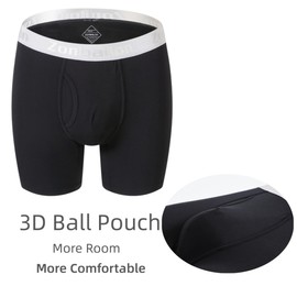 ZONBAILON Mens Bamboo Viscose Underwear Boxer Briefs Black Compression Breathable Long Leg Big and Tall Boxer Briefs for Men Pack Plus Size 2XL XXL 2X Waist 44-46