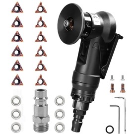 Pneumatic Chamfering Machine, Mini Pneumatic Chamfering Machine, 2-in-1 Pneumatic Chamfering Machine, Handheld 30,000 RPM Trimming with 1/4 Inch Air Inlet for Metal Trimming Chamfer (6R + C Inserts +