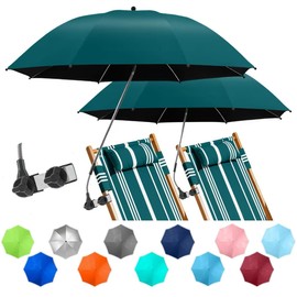 NBtoUS 2 PACK Chair Beach Umbrella with Clamp, 360 ° Adjustable Umbrellas for Chair, UPF50+ Umbrellafor Beach Chair, Patio Chair, Camping Chair (Blackish Green)