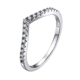 PROSILVER Women's Promise Rings Cubic Zirconia Silver Womens Wishbone Ring