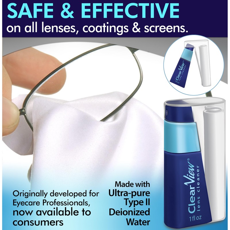 Clear View Lens Cleaner Kit | 2 x 8oz Bottles,