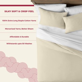 Mayfair Linen Oversized King Duvet Cover, 800 Thread Count Sateen 3 Pc Egyptian Cotton Duvet Cover Set, 100% Pure Cotton Comforter Cover, 2 Pillow Shams, Zipper Closure, 7 Corner Ties - (Sand)
