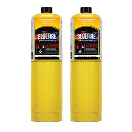 BLUEFIRE (2) 14.1 oz Modern MAPP Gas Cylinder 99.9% High Purity Propylene Equal to MAP-PRO Hotter than Small Propane Tank Torch Fuel Various Packages Available MAP GAS Cylinder Torch Kit Pack of 2