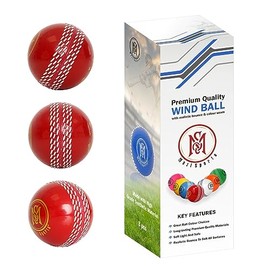 Mozi Sports Wind Cricket Balls - Indoor & Outdoor Soft Training Cricket Balls for Skills Coaching Practice (3x Wind Red Balls)