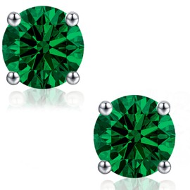 LAVUMO Sterling Silver Stud Earrings, Zircon Crystal, 14K Gold/White Gold Plated, Hypoallergenic (5, 6.5)