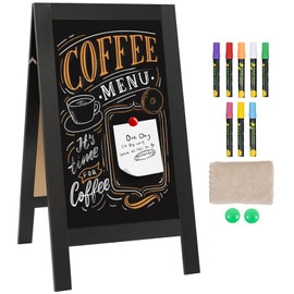 TEAKMAMA Chalkboard, A Frame Chalk Board Sign Board, 40" x 20" Magnetic Board, Rustic Chalkboard Sign, Menu Board Double-Sided Sandwich Board Signs Outdoor for Business, Restaurant or Wedding (Black)