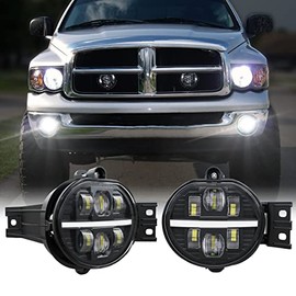 BICYACO LED Fog Light with DRL Compatible with Dodge Ram 1500 2002-2008 Dodge Ram 2500/3500 Pickup Truck 2003 2004 2005 2006 2007 2008 2009 -1 Pair (Black)