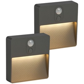 HOTUT Night Light with Motion Sensor, Pack of 2 Brightness Dimmable Night Light, 5 Colours Adjustable Indoor Stair Lighting, LED Night Light for Children's Room, Bedroom, Hallway, Stairs