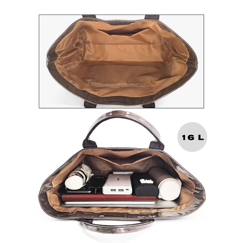 LuxMall Trendy PVC Tote Bag for Women, Kraft Paper The