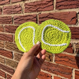 Crochet tennis ball coaster set - Number of coasters: 4