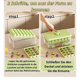 HUHSWOF Double Ice Cube Tray with 28 Compartments, Large Ice Power, One Click to Remove Film, Convenient and Quick, Made of Food Grade Ingredients, Free Ice Cream Scoop. (Pink)