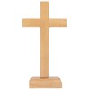 Crucifix Table Cross Hand Crafted Light Brown Durable Beech Metal