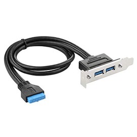 JacobsParts 2-Port USB 3.0 Low Profile Bracket 20-Pin Header Cable for Half-Height PC Card Slot