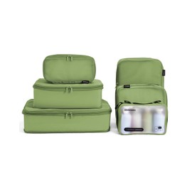 6 Set Compression Packing Cubes for Travel, Large Medium Small Luggage Organizers (Forest Green)