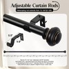 Heavy Duty Window Curtain Rods, 72-144 Inches, Black with Gold
