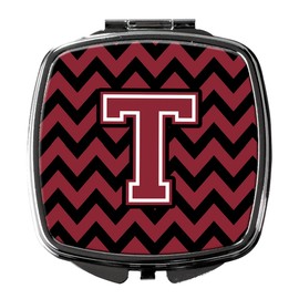 Caroline's Treasures Letter T Chevron Garnet and Black Compact Travel Mirrors, Multicolor