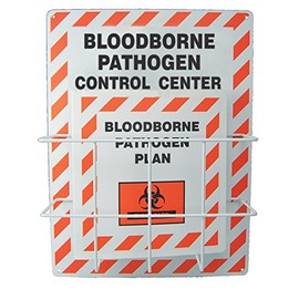 Accuform ZLT150 Aluminum Bloodborne PATHOGEN Control Center Board Kit, Backboard with Coated Wire Basket, 1-1/2" 3-Ring Plan Binder Included, 20" Length x 15" Width x 0.063" Thick
