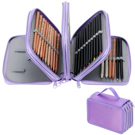 Large Colored Pencil Case High Capacity Zipper Pen Bag 72 Slots 4 Layers Pen Organiser Stationery Pouch Bag Case Paint Brush Holder Storage For Office School Artist Sketch Drawing Pencils Holder