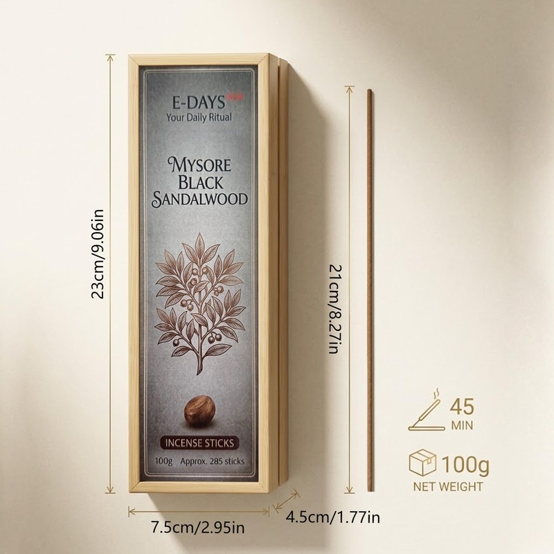 Mysore Sandalwood Incense Sticks – 100g, Approx. 285 Sticks