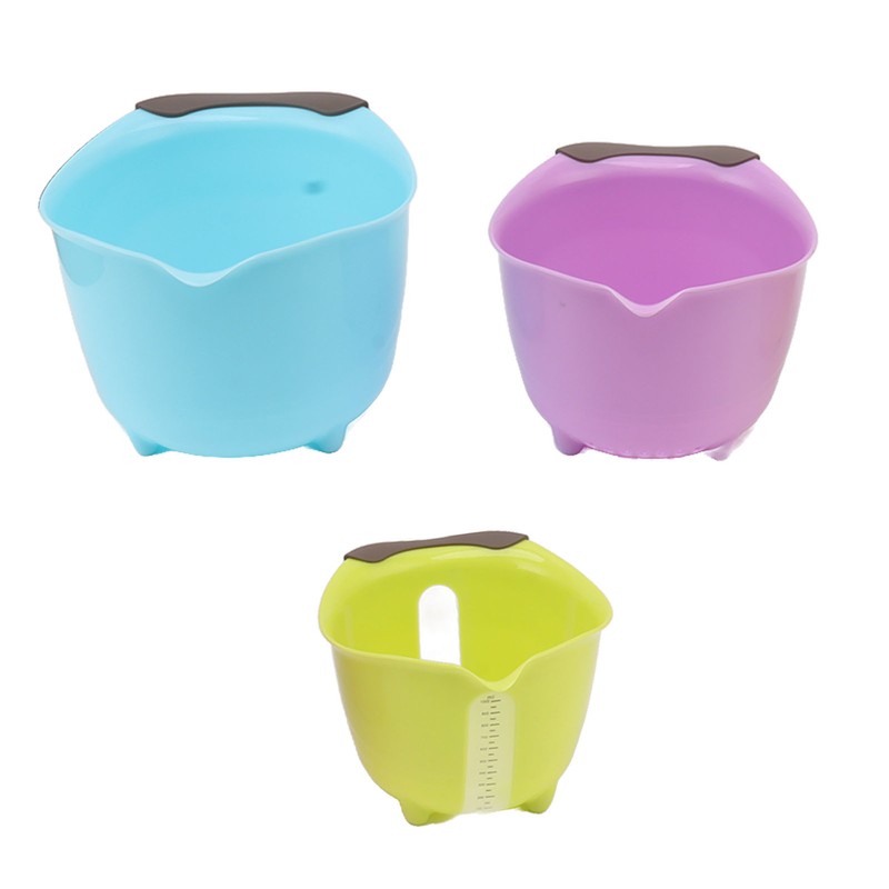 3pcs Drain Colander Set Food Grade PP Stackable Fruit Vegetable