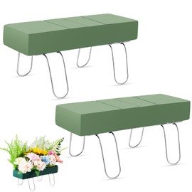 Tondiamo 2 Pieces Galvanized Gravestone Saddle 12 x 11 Inch Cemetery Headstone Saddle with Floral Foam Headstone Grave Blankets for Cemetery Floral Holder Tombstone Green