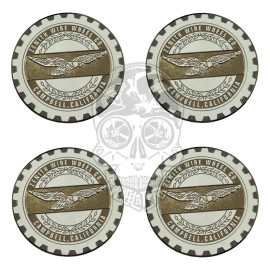 Zenith White on Gold Lowrider Wire Wheel Metal Chip Emblems