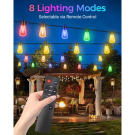 litogo 120FT Color Changing Outdoor String Lights with Remote - Dimmable LED RGB Patio Lights for Outside with Shatterproof Waterproof Edison Bulbs for Yard Gazebo Party Wedding Holiday