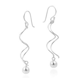 Aeravida Dual Spiral Twist Ball Drop .925 Sterling Silver Dangle Earrings | Ball Dangle Earrings for Women | Sterling Dangle Earrings for Women | Earrings for Women