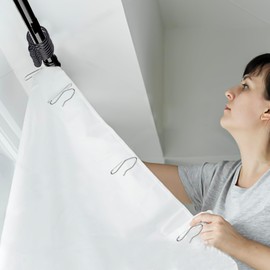 JIANFA 50 Pack Duty Metal Curtain Rings & Hooks Set - Rustproof Drapery Hanging Rings with Metal Hooks for Shower, Window, Door Curtains (Black & White Combo)