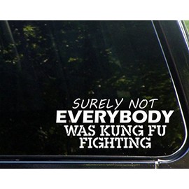Surely Not Everybody was Kung Fu Fighting - 8-3/4" x 3-1/2" - Vinyl Die Cut Decal/Bumper Sticker for Windows, Cars, Trucks, Laptops, Etc.
