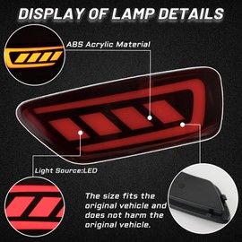 PGTOPONE Red LED Rear Bumper Reflectors Fog Brake Tail Light Sequential Turn Signal Lamps Accessories Compatible with Jeep Grand Cherokee 2012-2021 Compass 2011-2017 Dodge Journey 2011-2017 (RED)
