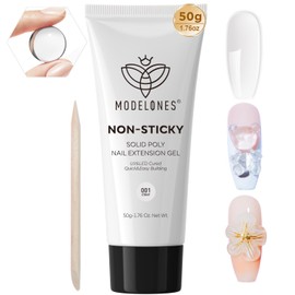 modelones Solid Builder Gel for Nails, Hard Gel for Nails Non-Sticky Poly Gel Upgraded Nail Extension Clear 3D Gel Nail Art Sculpting Gel Molding Gel Beginners-friendly 50g
