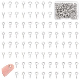 UNICRAFTALE 300 Pieces 8 x 4 mm Stainless Steel Eye Screw Eye Pen Small Screw Eye Pins Mini Screw Hook 1 mm Pen Eye Screws for DIY Home Projects Jewellery Making, Hole 2 mm
