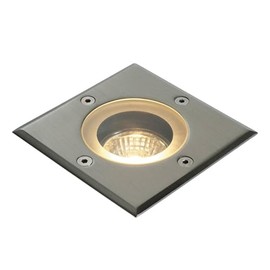 Saxby Pillar 50W Square Polished Stainless Steel IP65 Outdoor Decking Driveway Recessed Buried Uplighter