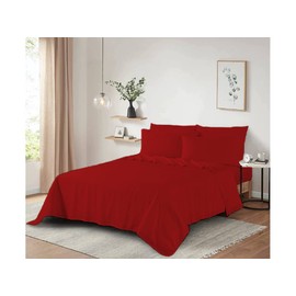 Dazzle Collection 100% Egyptian Cotton Sheet 200 Thread Count Bed Flat Sheet Hotel Quality Bedding Set Soft & Crisp Cotton Caravan Campervan (Single Flat Sheet, Red),DC381