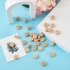 KISSITTY 72pcs Flat Round Wooden Beads Wood Alphabet Number Charm